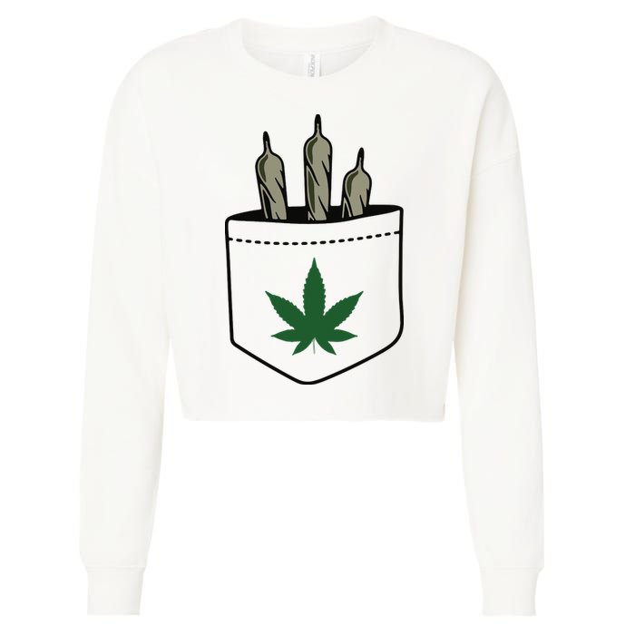 Marijuana Weed Cannabis Leaf Joint Cropped Pullover Crew