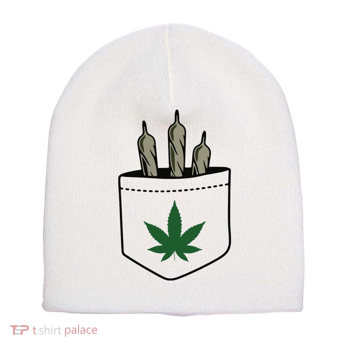 Marijuana Weed Cannabis Leaf Joint Short Acrylic Beanie