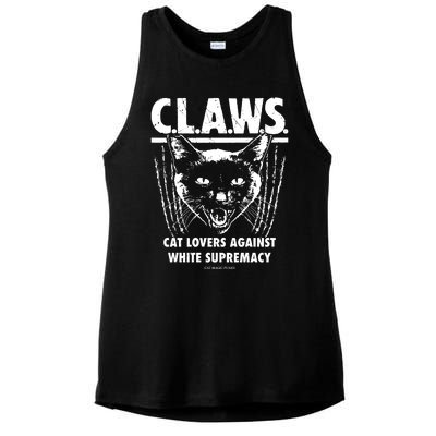 Majorhightide Wearing Claws Cat Lovers Against White Supremacy Ladies PosiCharge Tri-Blend Wicking Tank