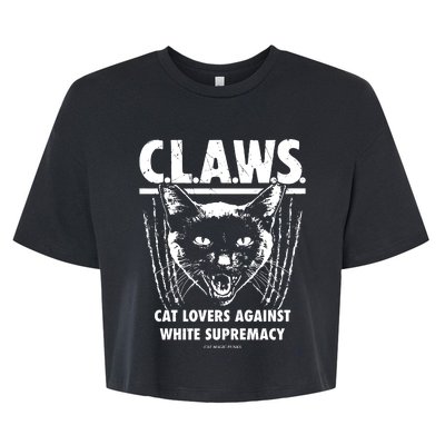 Majorhightide Wearing Claws Cat Lovers Against White Supremacy Bella+Canvas Jersey Crop Tee