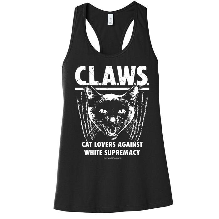 Majorhightide Wearing Claws Cat Lovers Against White Supremacy Women's Racerback Tank