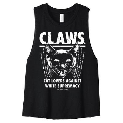 Majorhightide Wearing Claws Cat Lovers Against White Supremacy Women's Racerback Cropped Tank