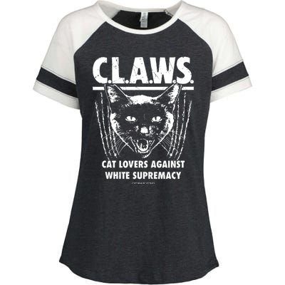 Majorhightide Wearing Claws Cat Lovers Against White Supremacy Enza Ladies Jersey Colorblock Tee