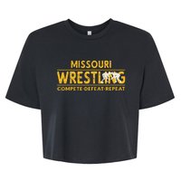 Missouri Wrestling Compete Defeat Repeat Bella+Canvas Jersey Crop Tee