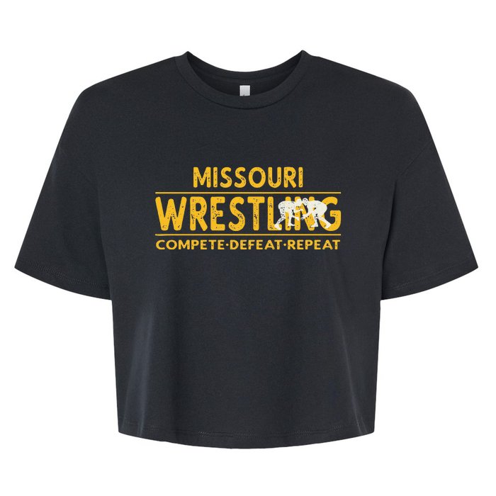 Missouri Wrestling Compete Defeat Repeat Bella+Canvas Jersey Crop Tee