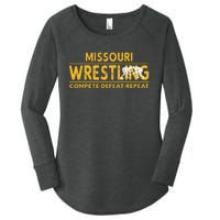 Missouri Wrestling Compete Defeat Repeat Women's Perfect Tri Tunic Long Sleeve Shirt