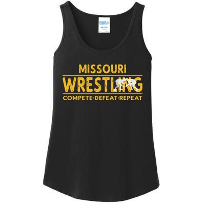 Missouri Wrestling Compete Defeat Repeat Ladies Essential Tank