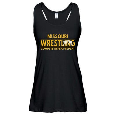 Missouri Wrestling Compete Defeat Repeat Ladies Essential Flowy Tank