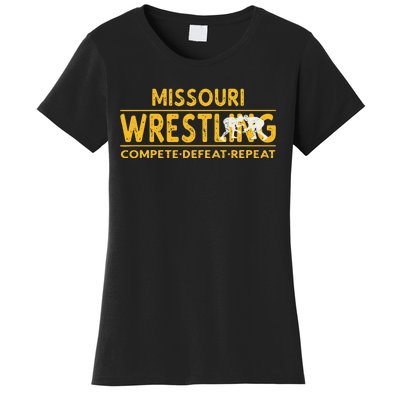 Missouri Wrestling Compete Defeat Repeat Women's T-Shirt