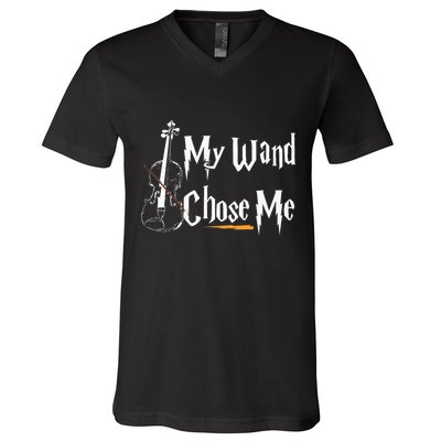 My Wand Chose Me Violin Player Violinist Classic Music Lover V-Neck T-Shirt