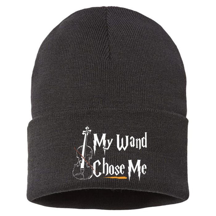 My Wand Chose Me Violin Player Violinist Classic Music Lover Sustainable Knit Beanie