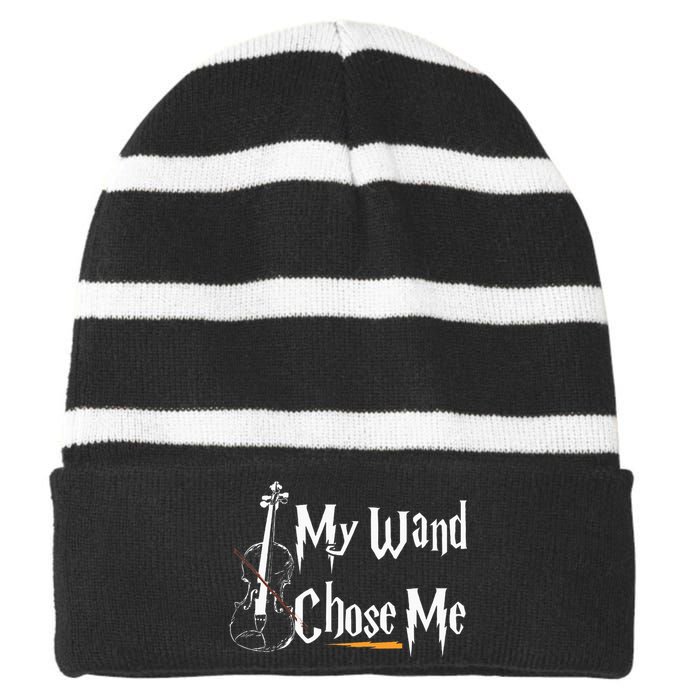 My Wand Chose Me Violin Player Violinist Classic Music Lover Striped Beanie with Solid Band