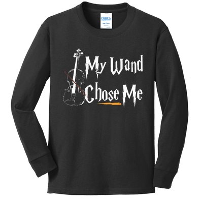 My Wand Chose Me Violin Player Violinist Classic Music Lover Kids Long Sleeve Shirt