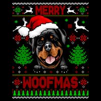 Merry Woofmas Christmas Santa Rottweiler Sweater Gift Drawstring Bag