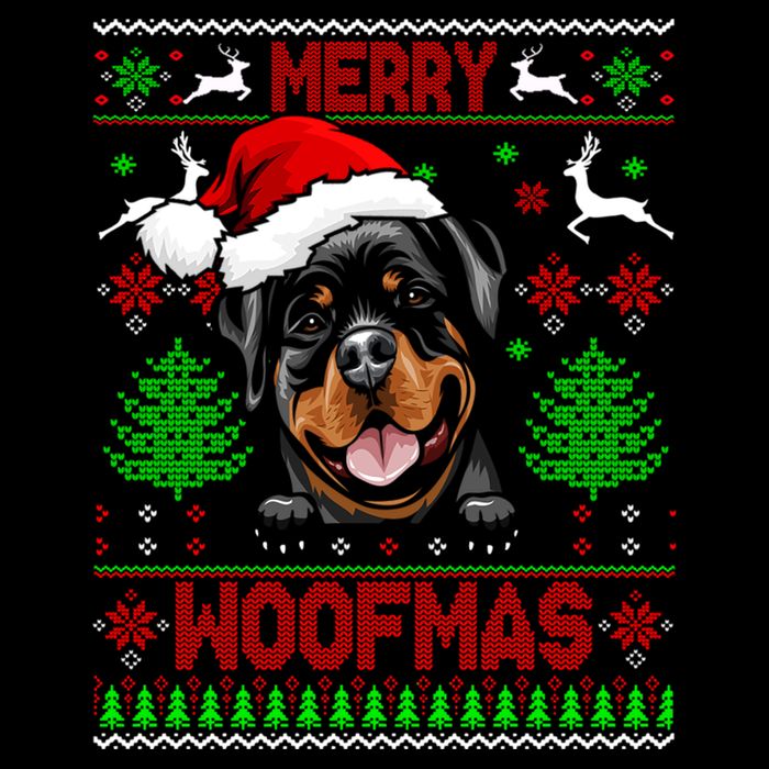Merry Woofmas Christmas Santa Rottweiler Sweater Gift Drawstring Bag