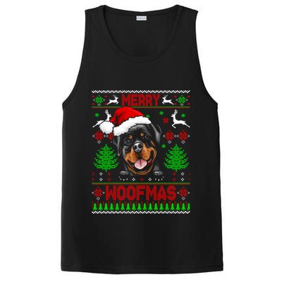 Merry Woofmas Christmas Santa Rottweiler Sweater Gift PosiCharge Competitor Tank