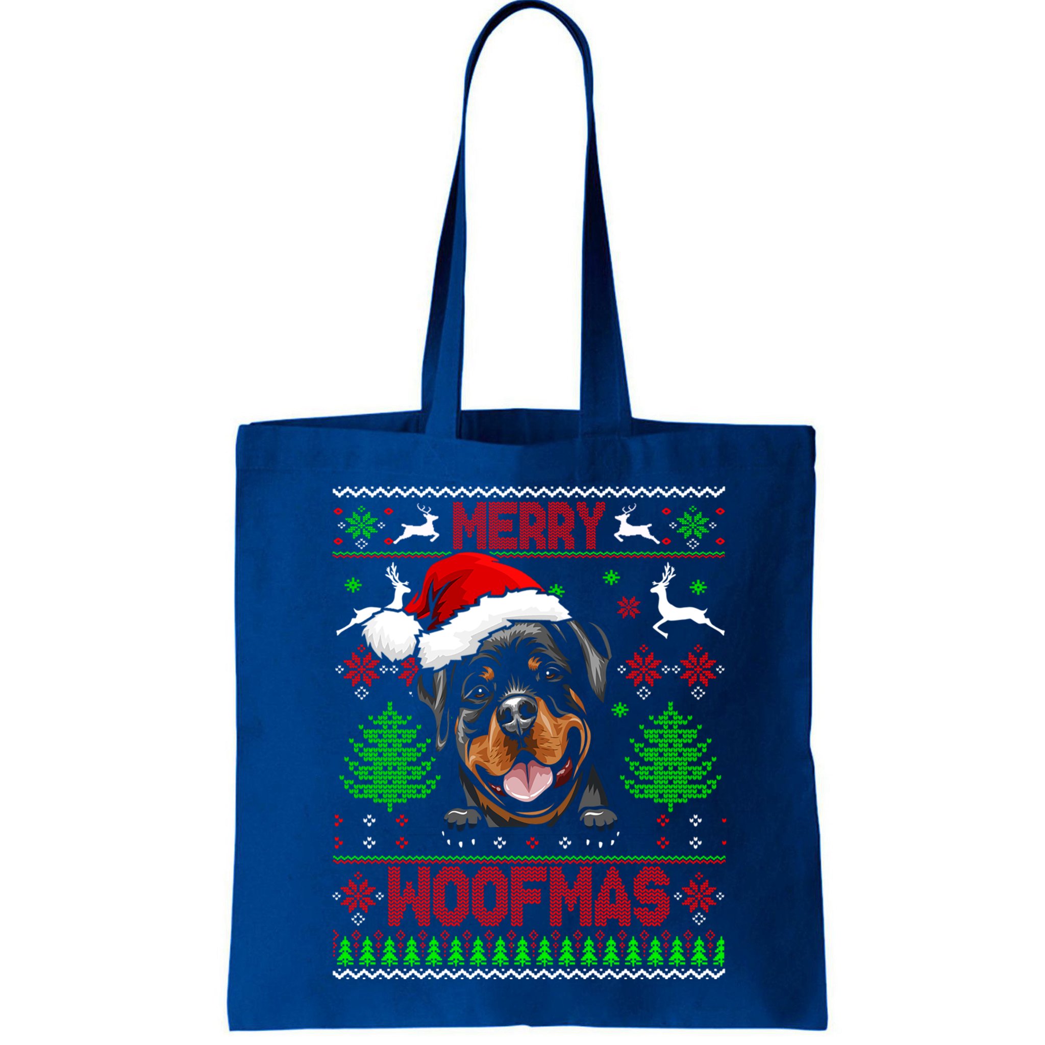 Merry Woofmas Christmas Santa Rottweiler Sweater Gift Bag