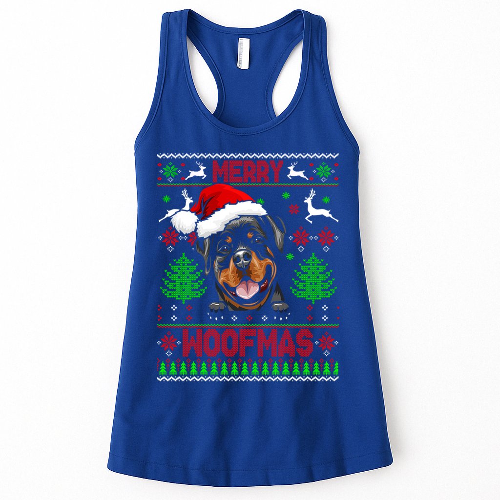 Merry Woofmas Christmas Santa Rottweiler Sweater Gift Womens Tank Top