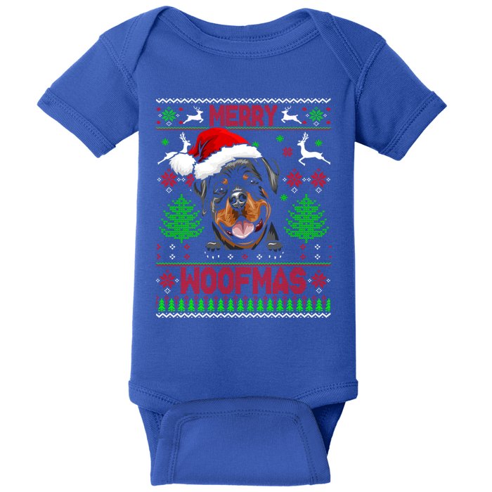 Merry Woofmas Christmas Santa Rottweiler Sweater Gift Baby Bodysuit