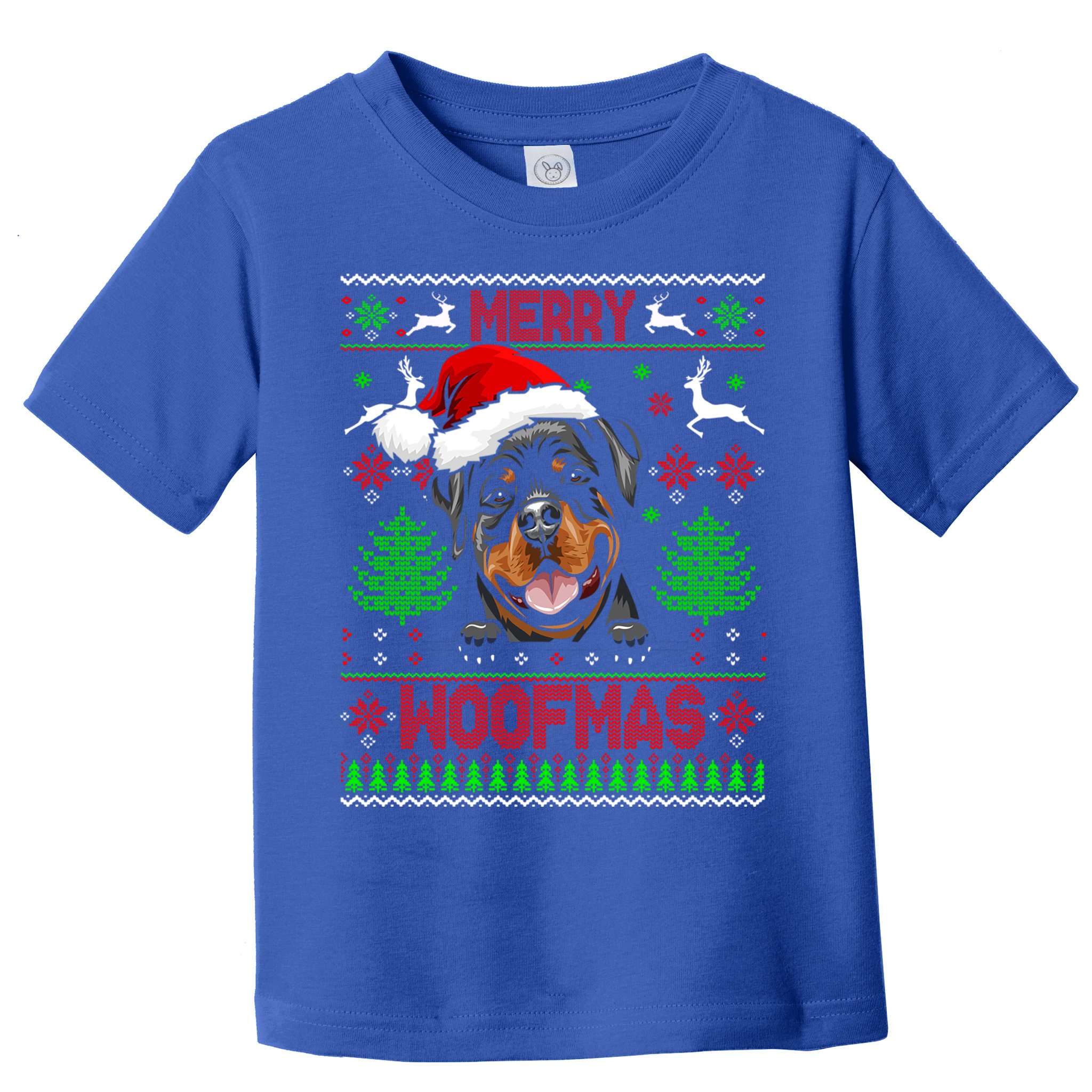 Merry Woofmas Christmas Santa Rottweiler Sweater Gift Toddler T-Shirt