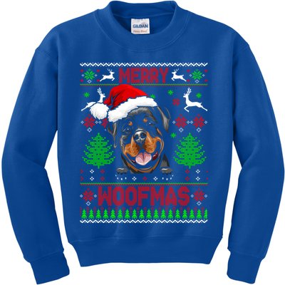 Merry Woofmas Christmas Santa Rottweiler Sweater Gift Kids Sweatshirt