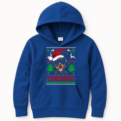 Merry Woofmas Christmas Santa Rottweiler Sweater Gift Kids Hoodie