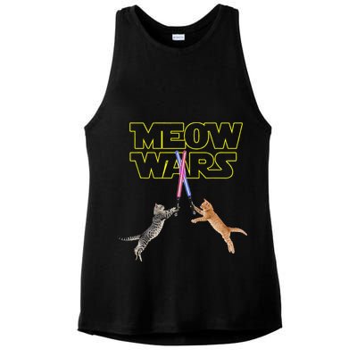Meow Wars Cat Funny Gifts For Cats Lovers s Ladies PosiCharge Tri-Blend Wicking Tank
