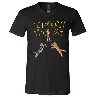 Meow Wars Cat Funny Gifts For Cats Lovers s V-Neck T-Shirt