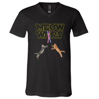 Meow Wars Cat Funny Gifts For Cats Lovers s V-Neck T-Shirt