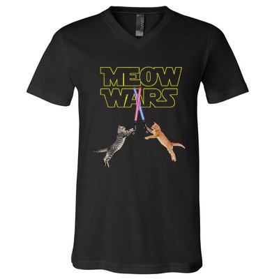 Meow Wars Cat Funny Gifts For Cats Lovers s V-Neck T-Shirt