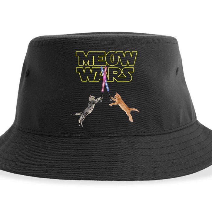 Meow Wars Cat Funny Gifts For Cats Lovers s Sustainable Bucket Hat