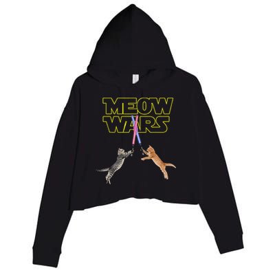 Meow Wars Cat Funny Gifts For Cats Lovers s Crop Fleece Hoodie
