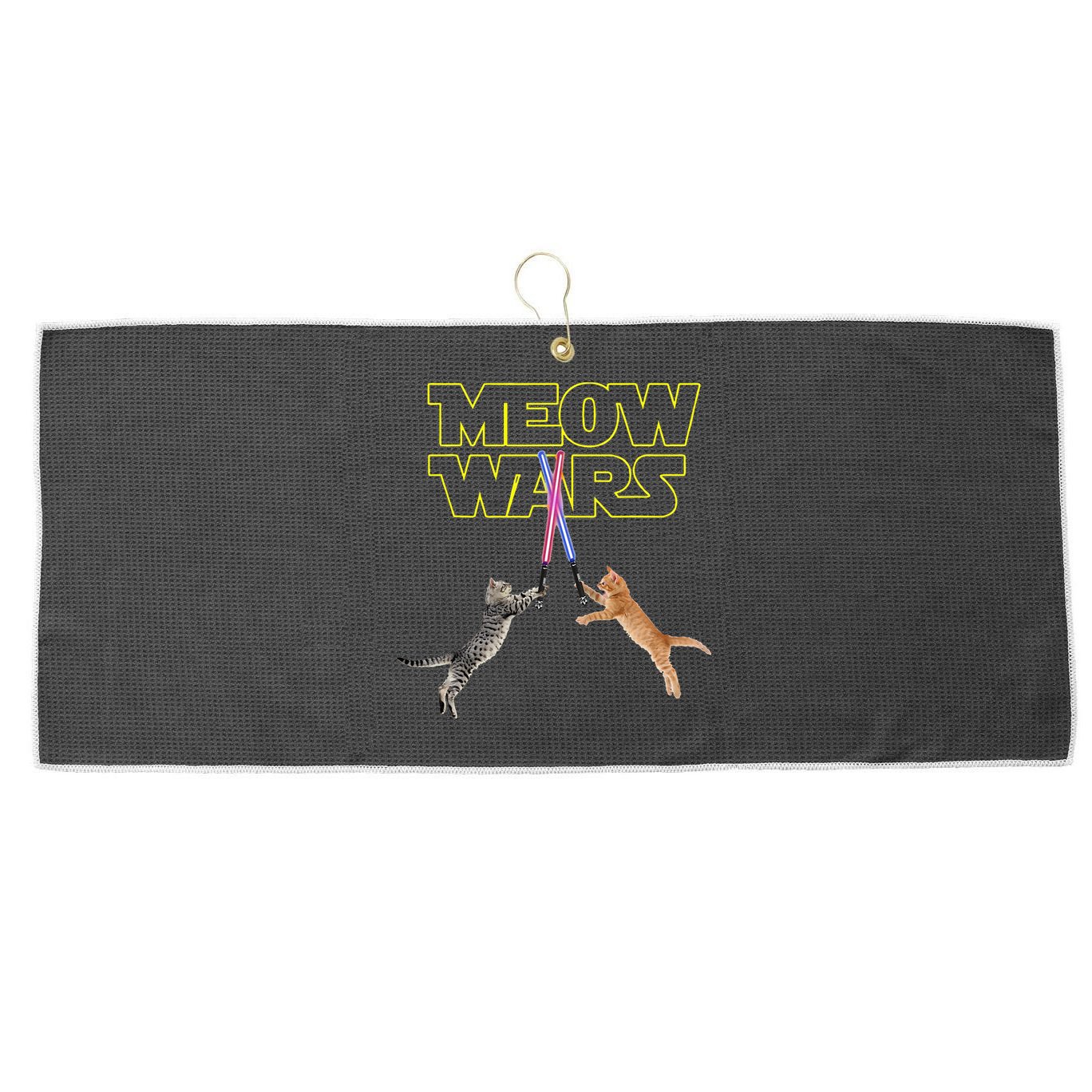 Meow Wars Cat Funny Gifts For Cats Lovers s Large Microfiber Waffle Golf Towel