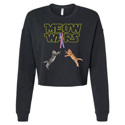 Meow Wars Cat Funny Gifts For Cats Lovers s Cropped Pullover Crew