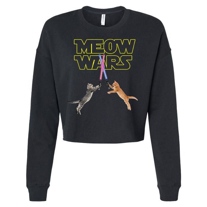 Meow Wars Cat Funny Gifts For Cats Lovers s Cropped Pullover Crew