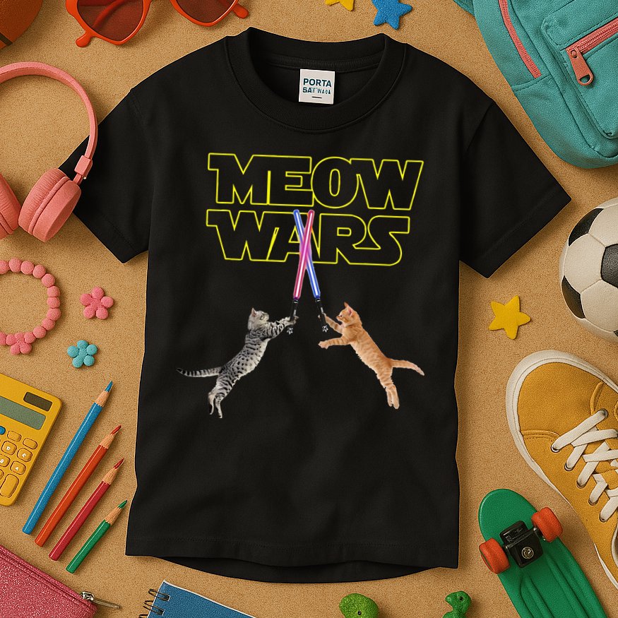 Meow Wars Cat Funny Gifts For Cats Lovers s Kids T-Shirt