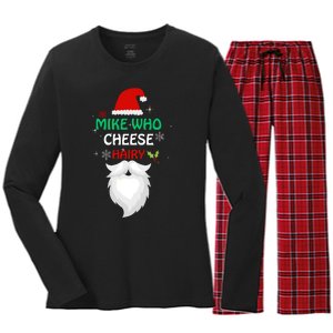 Mike Who Chesse Hairy Funny Santa Jokes Christmas Women's Long Sleeve Flannel Pajama Set 