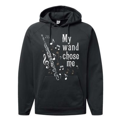 My Wand Chose Me Flute Player Flutist Marching Band Music Performance Fleece Hoodie