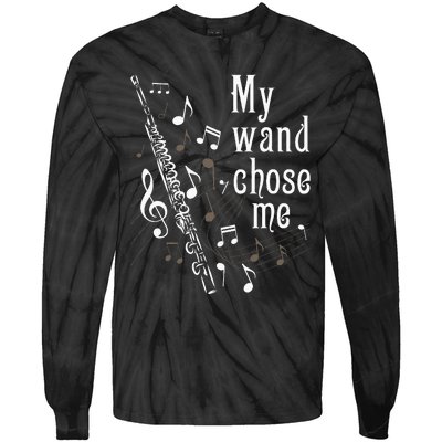 My Wand Chose Me Flute Player Flutist Marching Band Music Tie-Dye Long Sleeve Shirt