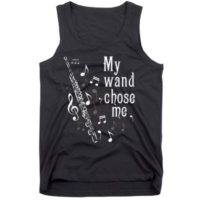 My Wand Chose Me Flute Player Flutist Marching Band Music Tank Top