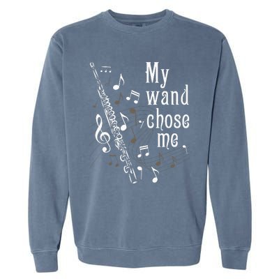 My Wand Chose Me Flute Player Flutist Marching Band Music Garment-Dyed Sweatshirt