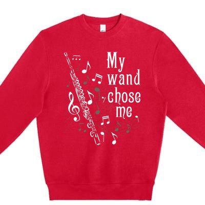 My Wand Chose Me Flute Player Flutist Marching Band Music Premium Crewneck Sweatshirt