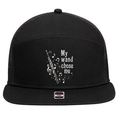 My Wand Chose Me Flute Player Flutist Marching Band Music 7 Panel Mesh Trucker Snapback Hat
