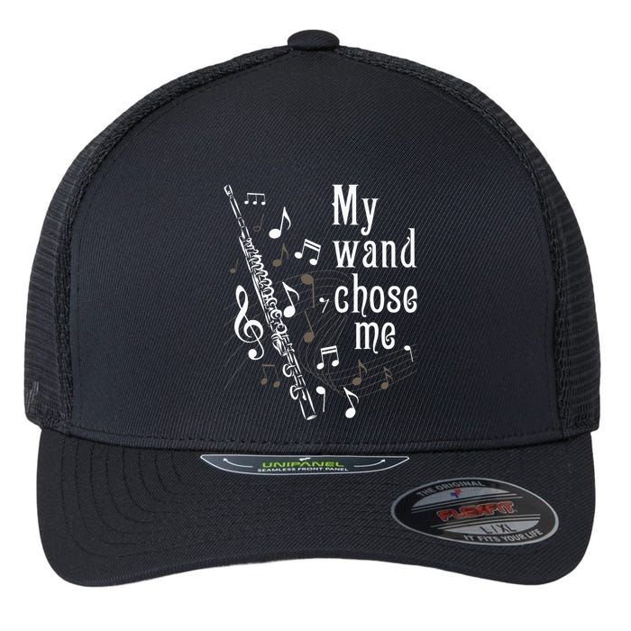 My Wand Chose Me Flute Player Flutist Marching Band Music Flexfit Unipanel Trucker Cap