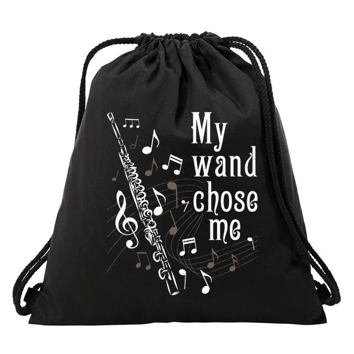 My Wand Chose Me Flute Player Flutist Marching Band Music Drawstring Bag