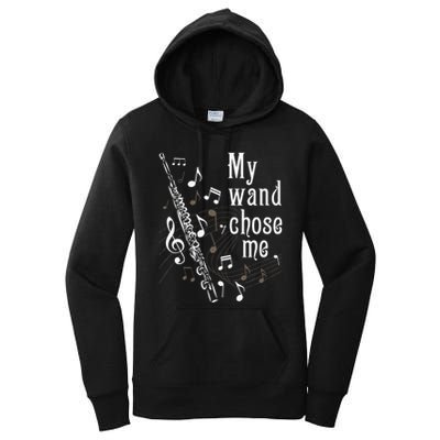 My Wand Chose Me Flute Player Flutist Marching Band Music Women's Pullover Hoodie