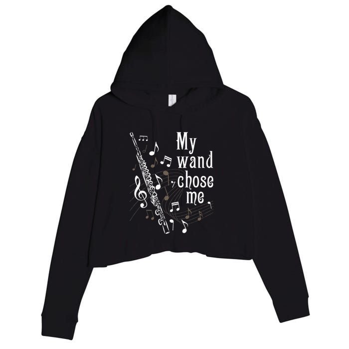 My Wand Chose Me Flute Player Flutist Marching Band Music Crop Fleece Hoodie