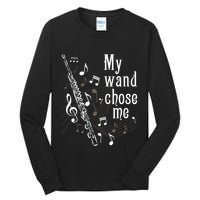 My Wand Chose Me Flute Player Flutist Marching Band Music Tall Long Sleeve T-Shirt