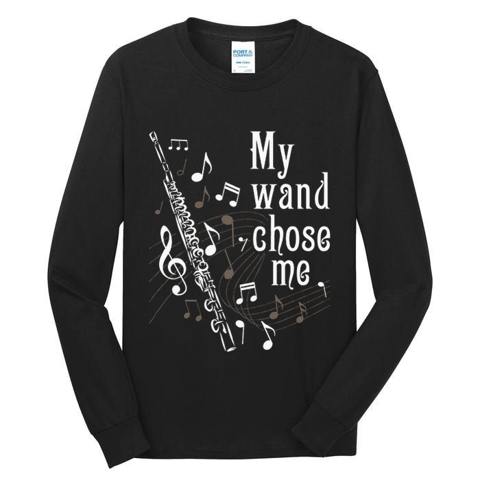 My Wand Chose Me Flute Player Flutist Marching Band Music Tall Long Sleeve T-Shirt