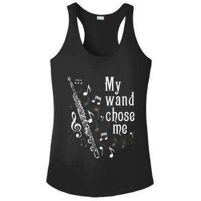 My Wand Chose Me Flute Player Flutist Marching Band Music Ladies PosiCharge Competitor Racerback Tank